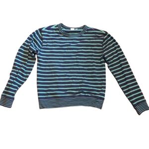 Retro 90s Striped Pullover Swester Long Sleeve Shirt GAP Teal Turtleneck Collar